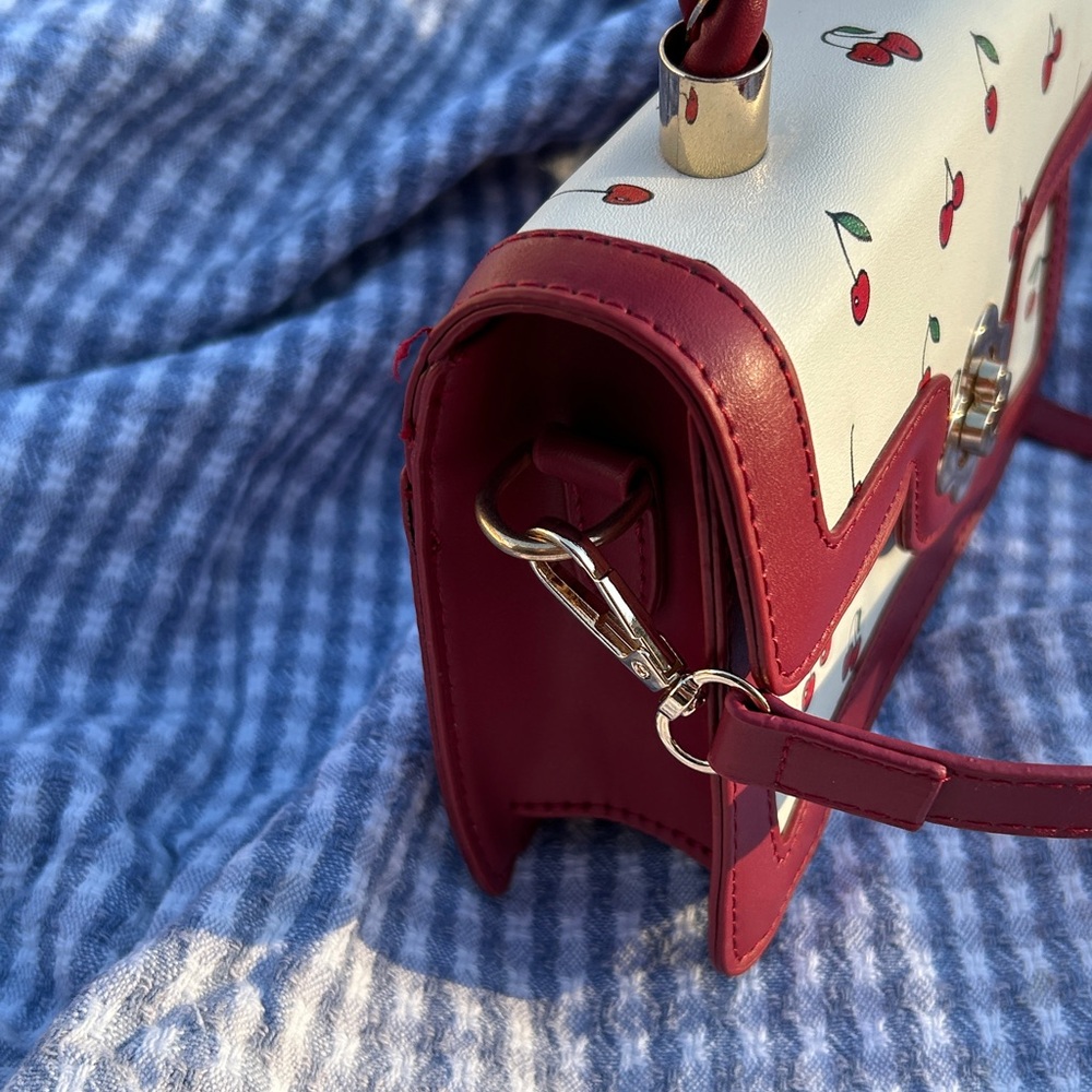 Red and Cream Mini Bag with Cherry Details - Picture 3 of 4